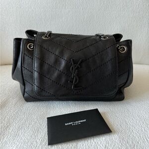 YSL Saint Laurent Nolita Black Grainskin Leather Handbag